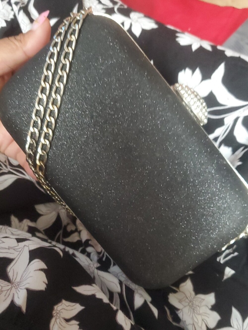 Source Unknown Silver Rhinestone Chain Clutch - Picture 7 of 9